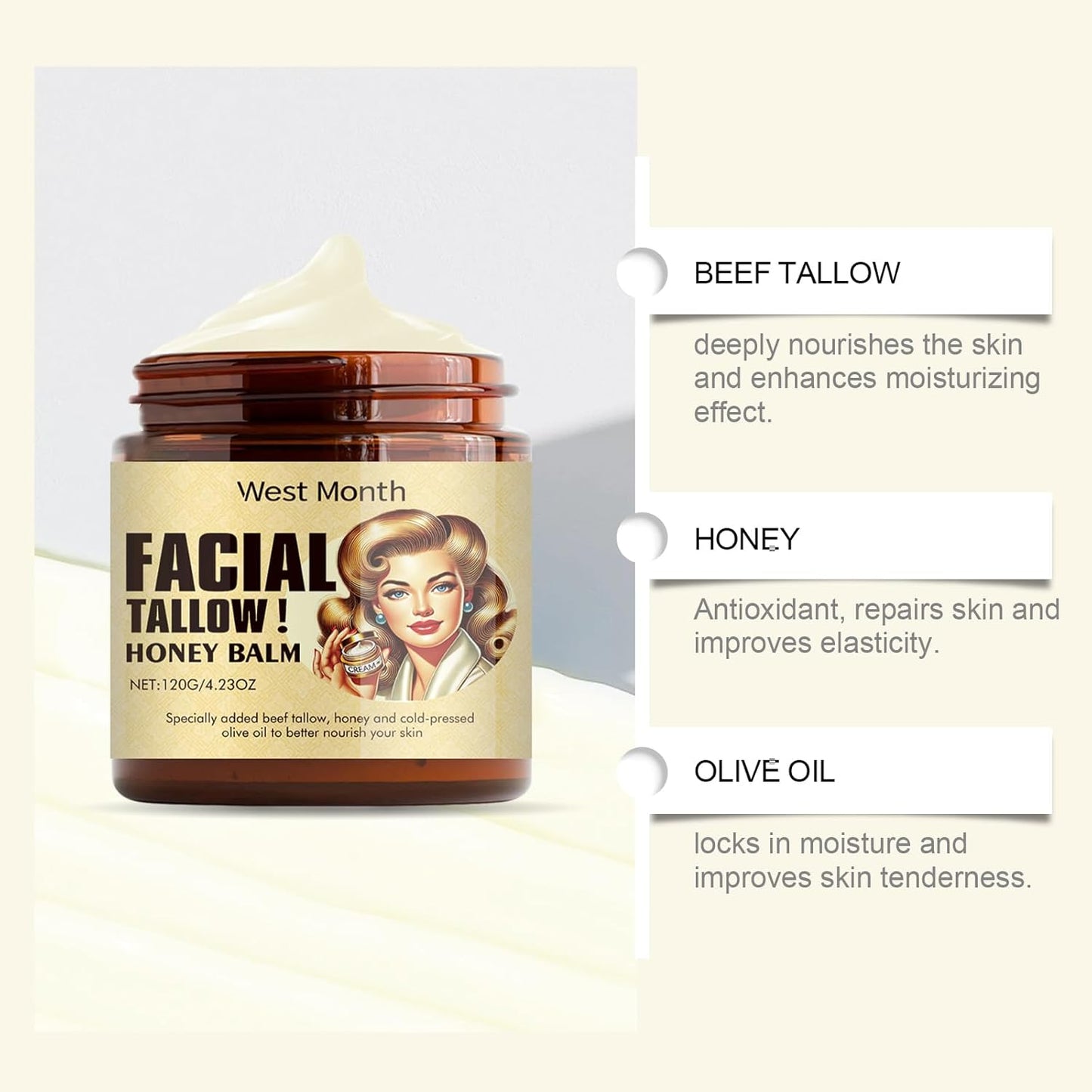 Facial Beef Tallow Honey Balm